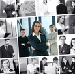 A collage of business images with young working people