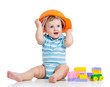 kid playing with building blocks toy