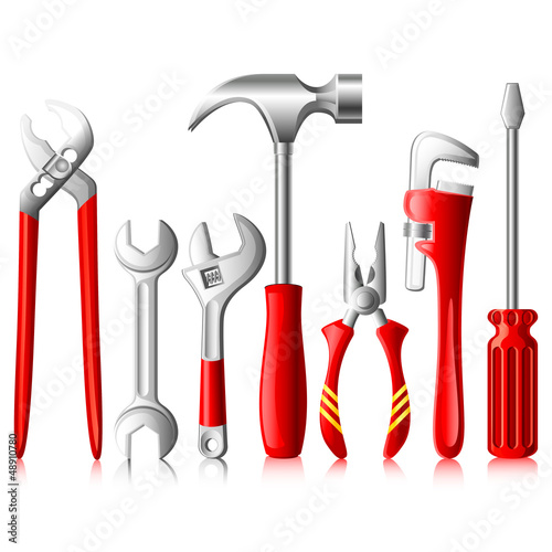Vector: vector illustration of collection of tools against white vector illustration of collection of tools against white