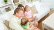 Video: Parents Pre School Daughters Playing Wireless Technology Parents Pre School Daughters Playing Wireless Technology