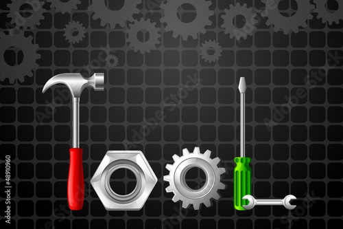 Vector: vector illustration of Tool word by Hammer and screwdriver vector illustration of Tool word by Hammer and screwdriver