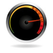 Speedometer with red needle pushing to the word success