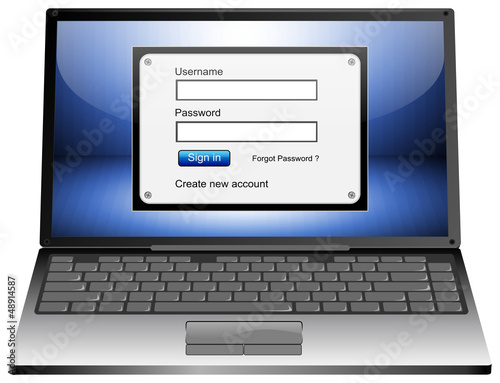 Illustration: Laptop mit Login Fenster Laptop mit Login Fenster