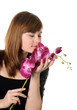 Beautyful girl and orchid