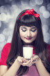 Brunette housewife wtih milk