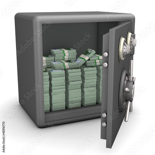 Illustration: Opened Safe Euro Notes Opened Safe Euro Notes