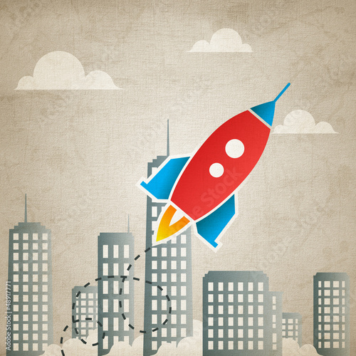 Illustration: rocket 5 with landscape (canvas version) rocket 5 with landscape (canvas version)