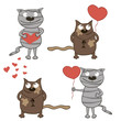 Vector: Cartoon cats and hearts. Cartoon cats and hearts.