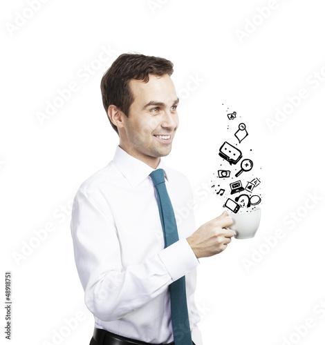 Photo: man holding cup man holding cup