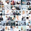 A large collage of business images with people in formal clothes