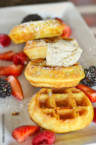 Photo: Belgium Waffles and fruit Belgium Waffles and fruit
