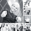 A collage of business images with young people working