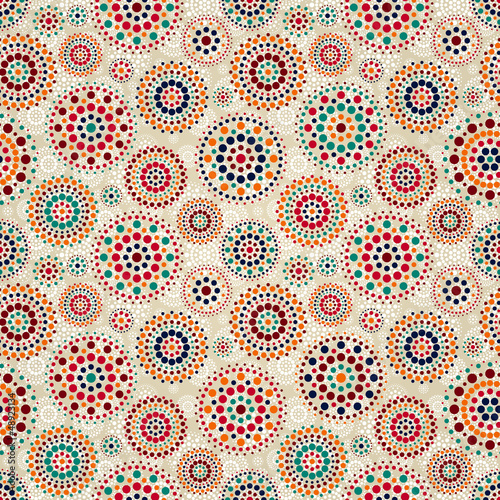 Vector: Seamless Beige Pattern with Colorful Elements Seamless Beige Pattern with Colorful Elements