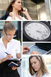 A collage of business images with young women working