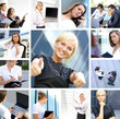 A collage of business images with young people working