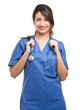 Smiling nurse isolated on white