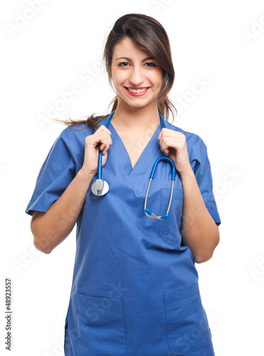 Photo: Smiling nurse isolated on white Smiling nurse isolated on white