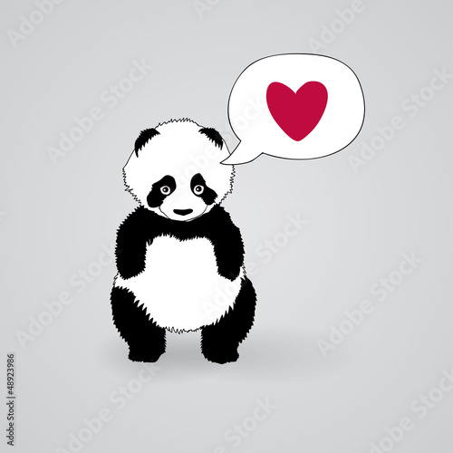 Vector: Shy Panda loves you / Romantic square card Shy Panda loves you / Romantic square card
