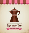 Espresso bar vinatge poster with makineta