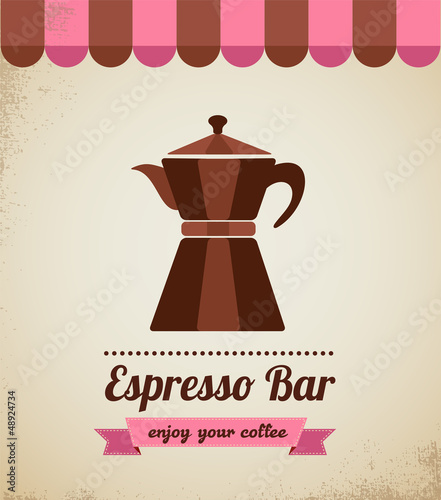 Espresso bar vinatge poster with makineta