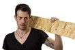 Man with wood board