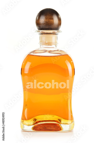 Photo: Bottle alcoholic product isolated on white Bottle alcoholic product isolated on white