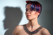 portrait of a beautiful girl with dyed hair, professional hair c