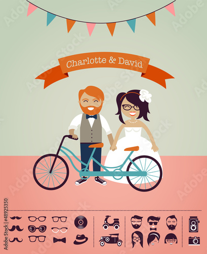 Vector: Hipster wedding - design your own invitation card Hipster wedding - design your own invitation card