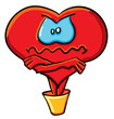 Vector: Cartoon angry heart in the bucket Cartoon angry heart in the bucket