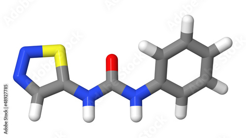 Illustration: Plant hormone - Cytokinins - Thidiazuron - TDZ - sticks model Plant hormone - Cytokinins - Thidiazuron - TDZ - sticks model