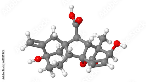 Illustration: Plant hormone - Gibberellin - A3 - molecular model Plant hormone - Gibberellin - A3 - molecular model