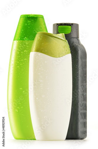 Photo: Plastic bottles of body care and beauty products Plastic bottles of body care and beauty products