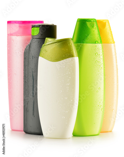 Photo: Plastic bottles of body care and beauty products Plastic bottles of body care and beauty products