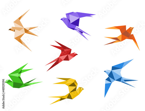 Vector: Origami swallows Origami swallows