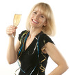 Woman celebrating with a glass of champagne