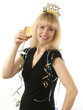 Woman celebrating with champagne New Year's Eve