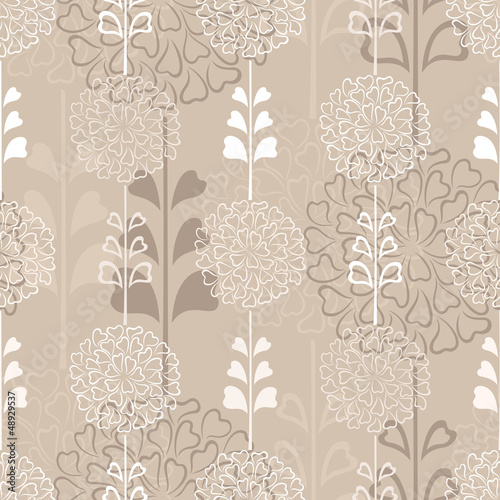 Vector: Flower decorative seamless background in sepia Flower decorative seamless background in sepia