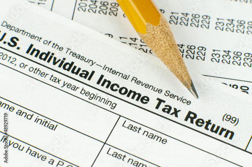 Photo: Closeup of pencil on U.S. Individual Income Tax Return from Closeup of pencil on U.S. Individual Income Tax Return from