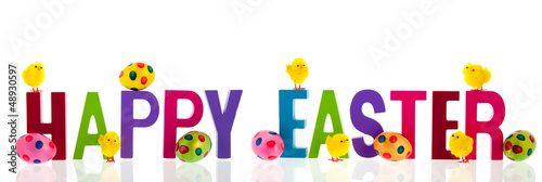 Photo: Happy easter with eggs and chicks Happy easter with eggs and chicks