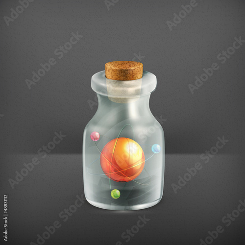 Vector: Atom in a bottle, icon Atom in a bottle, icon