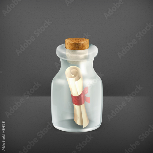 Vector: Message in a bottle, icon Message in a bottle, icon