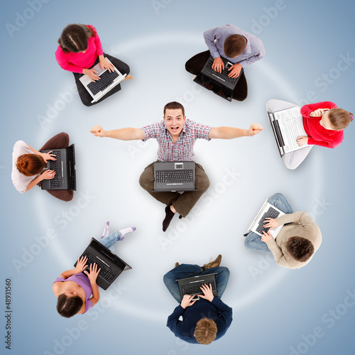 Photo: Social network members around one successful man Social network members around one successful man