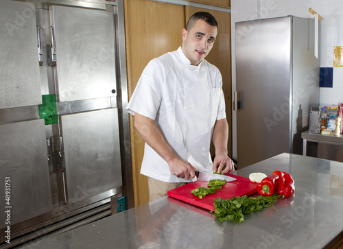 Photo: young chef vegetables young chef vegetables