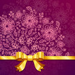 Vinous vintage flowers vector background with golden ribbon