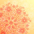 Yellow and pink doodle flowers vintage vector background