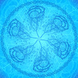 Blue flowers circle bright vector background