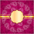 Vector flowers background with golden ribbon and vintage label