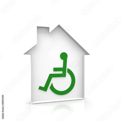 Illustration: wohnung, haus, behinderung, rollstuhl, wohnung, haus, behinderung, rollstuhl,