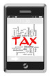 Tax Word Cloud Concept on Touchscreen Phone