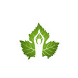 Vector: Yoga logo on green leaf Yoga logo on green leaf